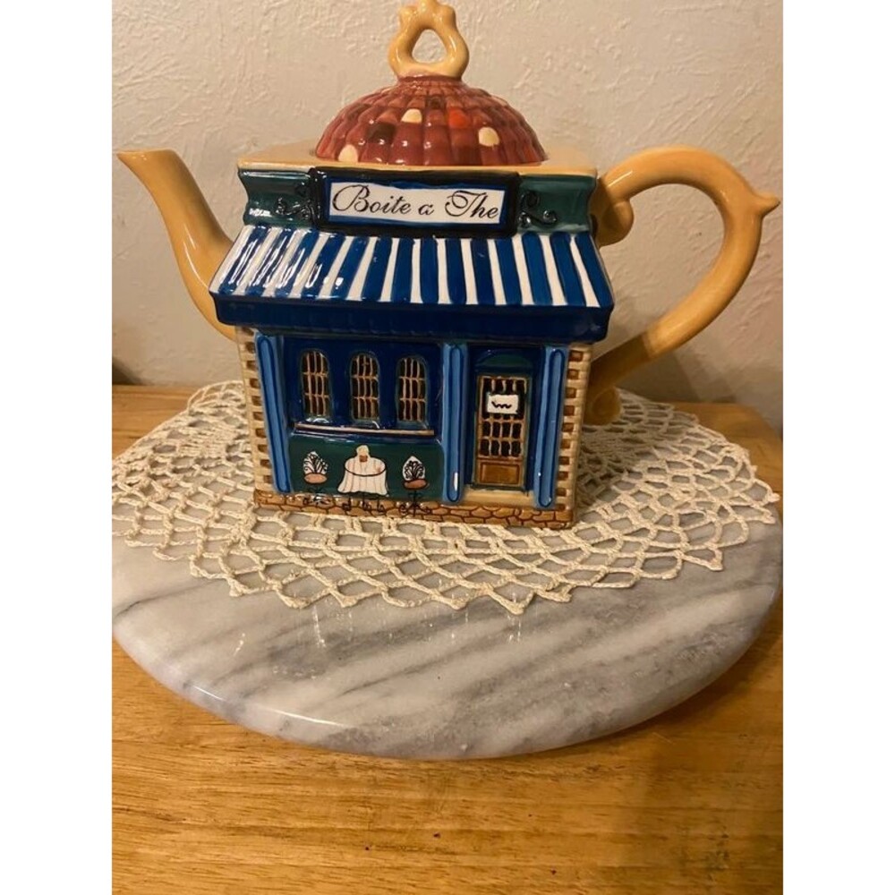 Vintage 1990s Young's Inc Ceramic Storefront Teapot